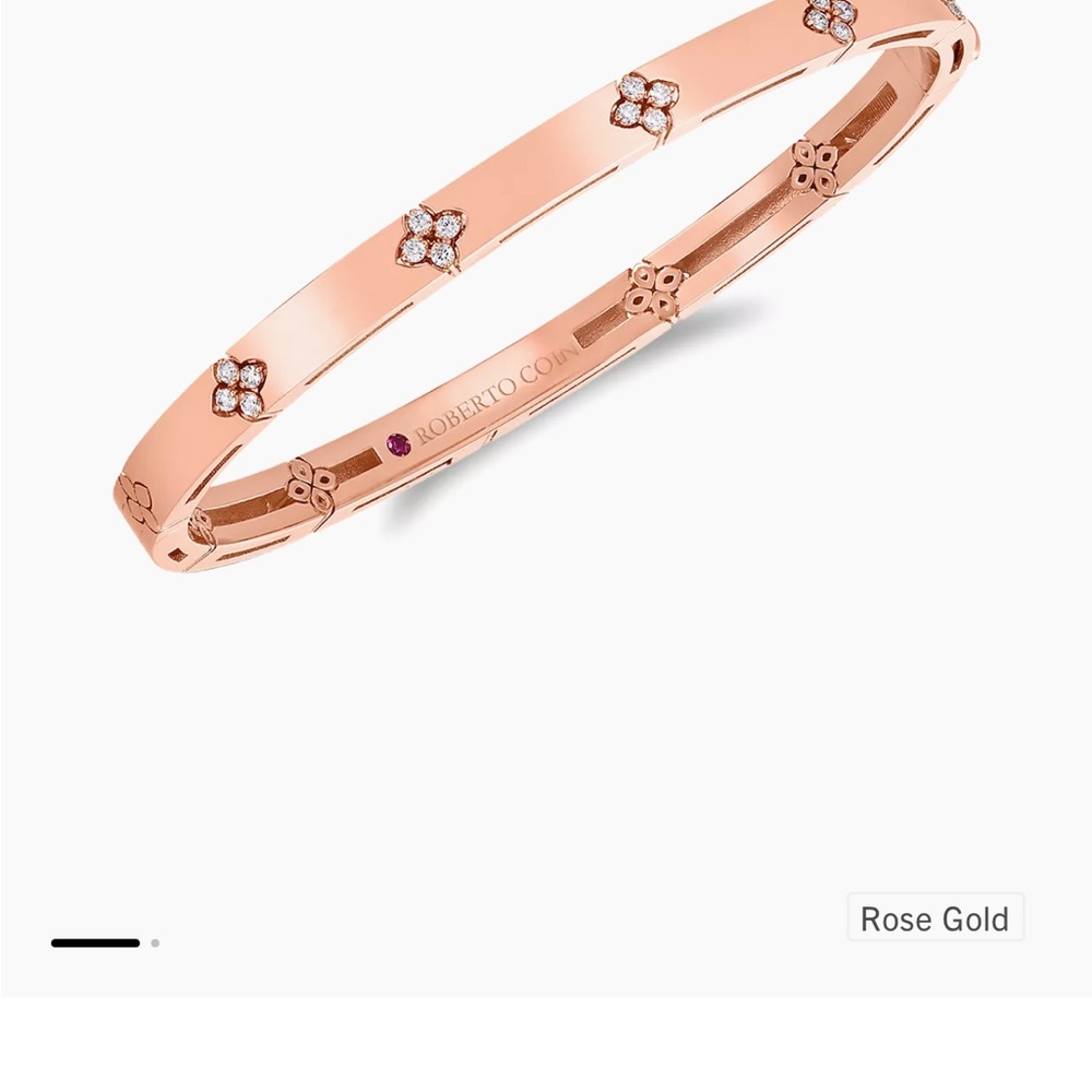 18K Rose Gold Roberto Coin Bangle with Diamond Accents - Love in Verona